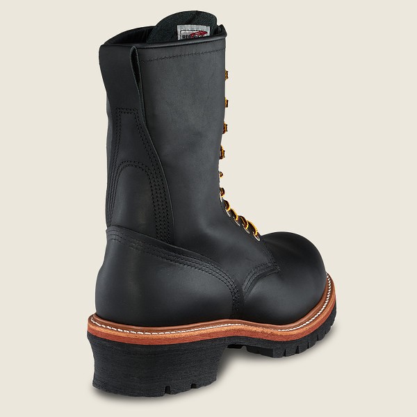 Red Wing Safety Boots Mens Black - Loggermax - 9-inch Toe - Made To Order - 0739845-WQ